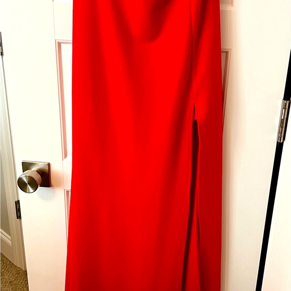 Red Prom Dress with Bead Trim - Picture 9 of 13